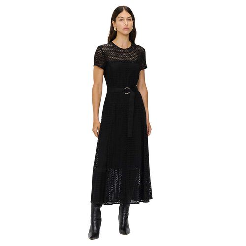 Veronika Maine European Lace Belted Midi Dress